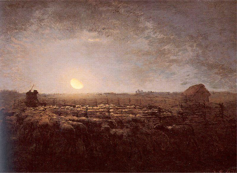Jean-Franc Millet The Sheep Meadow Moonlight China oil painting art